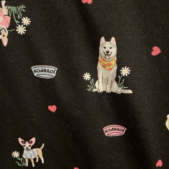 VTG Joyspun Size 2X Short Sleeve Black With All over Dogs Print PJ  Set - Picture 2 of 11
